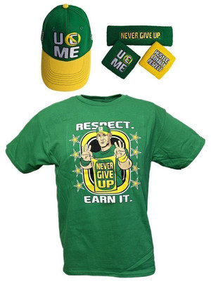 John Cena Earn The Day Youth Boys Costume T-shirt Baseball Hat Headband...