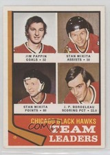 1974-75 O-Pee-Chee Jim Pappin Stan Mikita JP Bordeleau #69 HOF 0da0