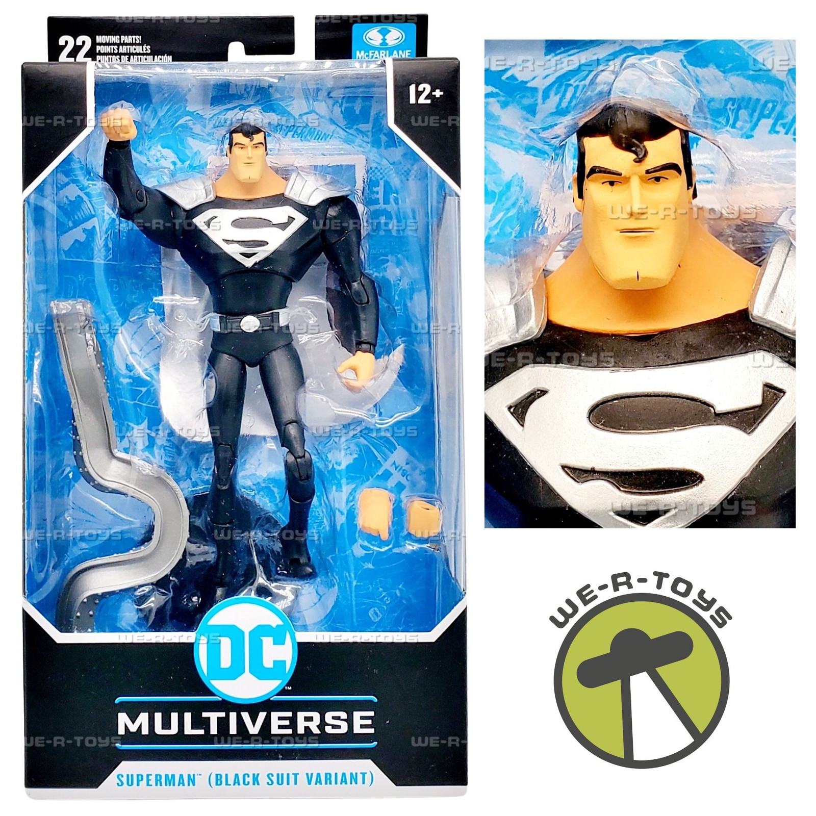 DC Multiverse Animated Series Superman Black Suit Variant Figure McFarlane Toys