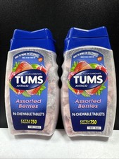 Lot of 2 TUMS Extra Strength 750 - Assorted Berries 96~Chewable Tablets Exp09/27