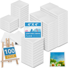 Mini Canvases for Painting, 4X4In Canvas in Bulk 100 Pack, 2/5In Profile Small S