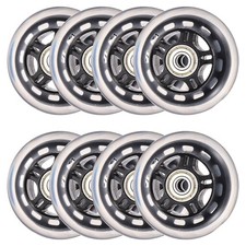 Inline Skate Wheels with Bearings, 76mm, 8Pack, Black Transparent for Scooter