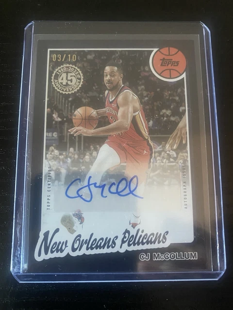2025 Topps CJ McCollum 45th Black Auto 3/10 Jersey Match New Orleans Pelicans