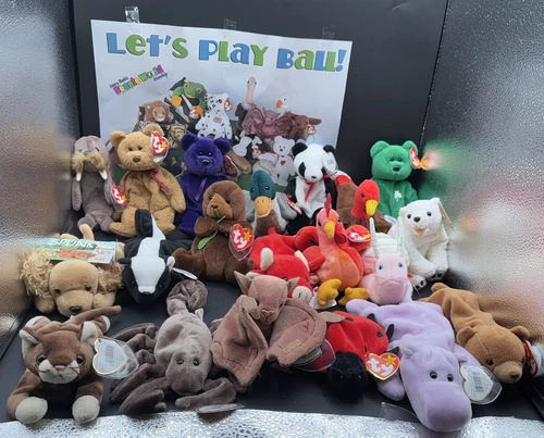 VTG Beanie Babies Lot Of 20 Dog, Birds, Bears, Skunk, Snail, Cat Poster Gift
