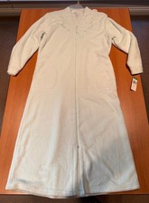 Miss Elaine Long House Coat Robe Zip Front Floral Housecoat Large NWT