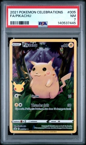 2021 POKEMON CELEBRATIONS #005 FULL ART/PIKACHU PSA 7