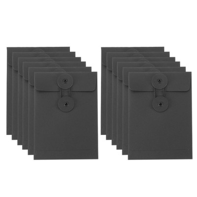 12 Pcs Kraft Paper Envelope with String Tie Closure, 5.5''x4'' Black