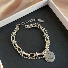 Solid 925 Sterling Silver Bracelet for Women | Vintage Handmade Simple Bangle