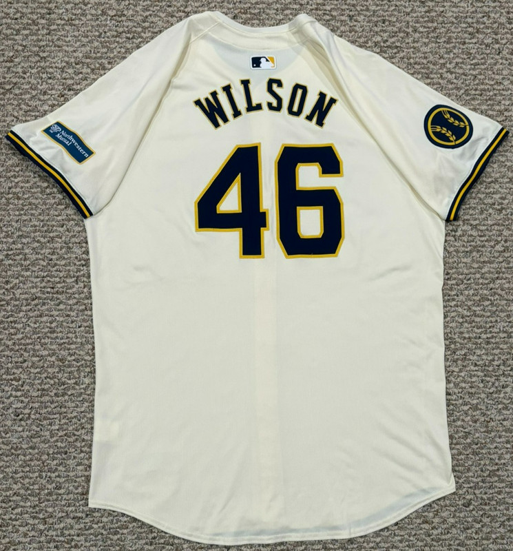 WILSON SIZE 48 #46 2024 MILWAUKEE BREWERS CREAM "GAME USED" JERSEY $300 MLB