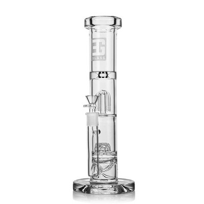 Straight Beaker, Premium Dual Chamber Tree & Matrix Percs | 12'' Tall, 7mm Thick