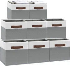 8 Pack Collapsible Storage Baskets 15"X11" for Shelves, Fabric Bins with Sturdy 