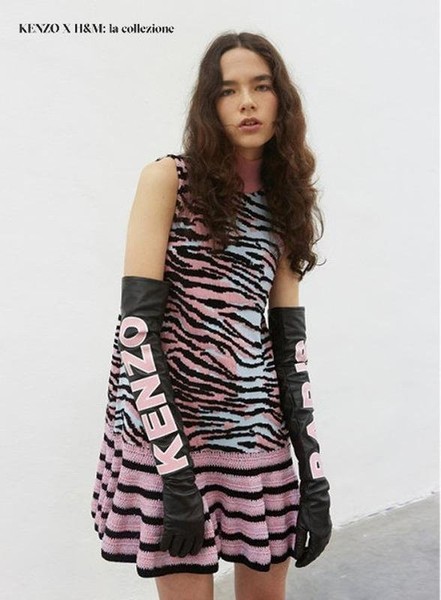 Women Kenzo Dress Pink Viscose 36