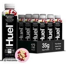 HUEL HIGH PROTEIN SHAKE MEAL REPLACEMENT SHAKES Strawberry Banana DRINKS 12 NEW