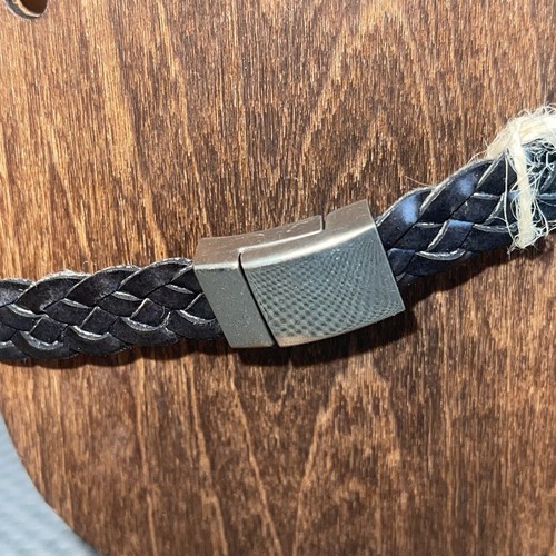 Bracciale Western Pelle Donna Nero Argento Chiusura Magnetica Country Rockabilly - Foto 3 di 6