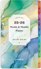 2025-2026 Planner Refills - A6 Weekly and Monthly Inserts, July 2025 - green 