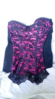 Vintage Size 36A 14A 80A Twilfit Basque Bra Corset Pink & Black Made in England