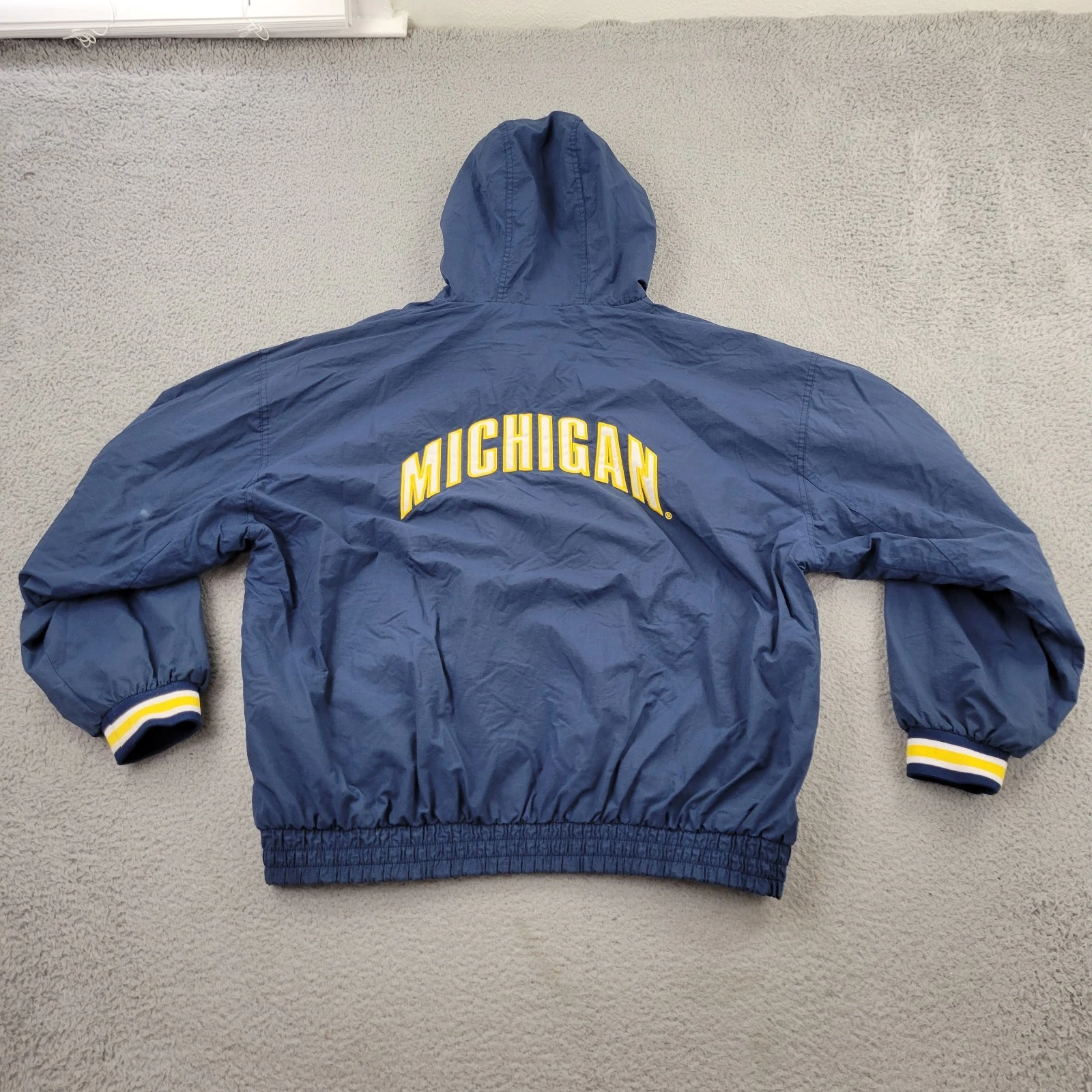 University of Michigan Jacket Mens XL Lined VTG 90s Embroidery Hooded Vesi - product detail image 2