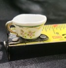 Vintage Dollhouse Miniature Tea/ Mini Coffee Cup Floral, Gold Green Tiny 1 in.  — photo 1