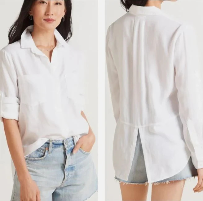 Cloth & Stone Split Back Button Down Linen Shirt … - image 1