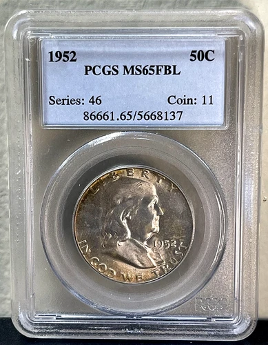 1952 Franklin Half Dollar PCGS MS65 FBL-Beautifully Toned!