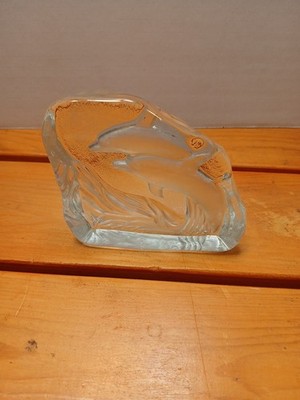 Vintage Clear Swimming Dolphin Paperweight