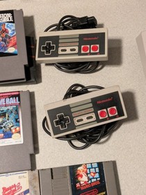 NES Console Bundle, 7 Games, 2 Controller,Cords,NES Advantage Joystick Powers On