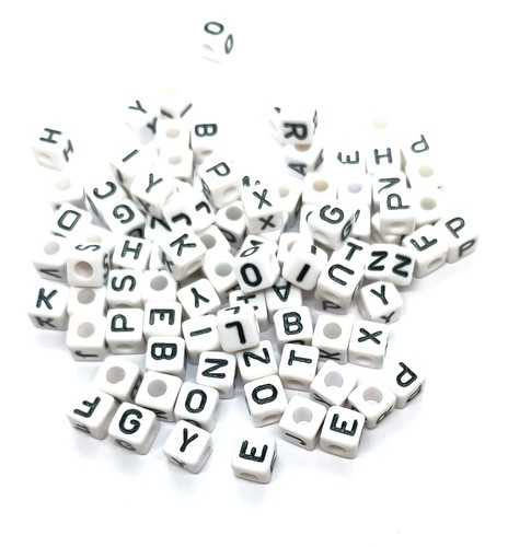 6,7,8mm Ein Set Von A-Z 26 Buchstaben Würfel, Flach Rund Acryl Alphabet Perlen - Picture 20 of 35