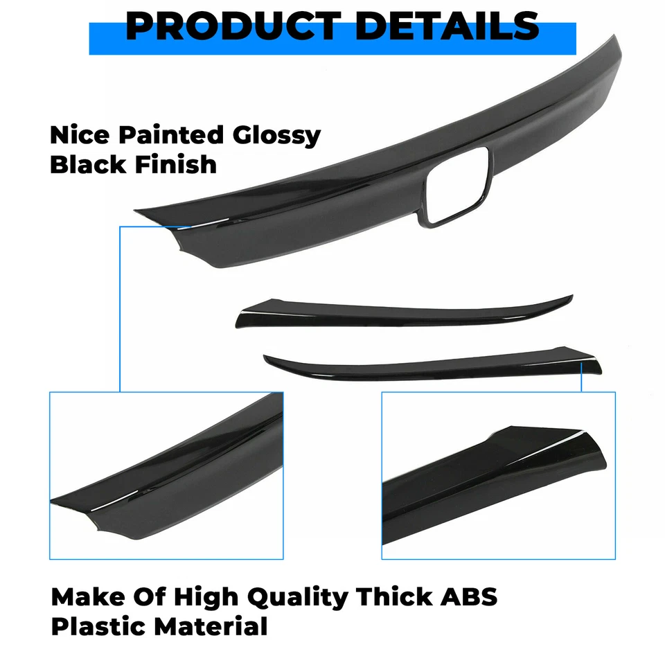ABS Glossy Black Lip Front Grille Cover Moulding Trim For Honda Accord 2018-2020 - Imagem 4 de 4