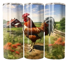 Watercolor Rooster Chicken  20oz Tumbler Insulated Travel Mug Cup