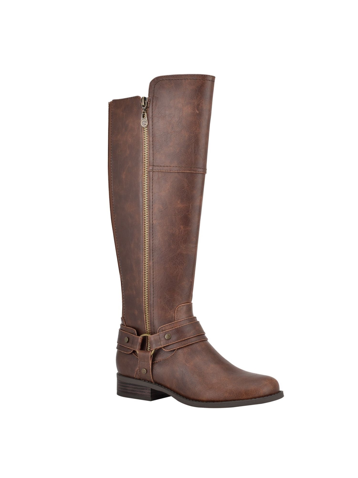 GBG LOS ANGELES Womens Brown Flex Back Gold Tone Harlea Riding Boot 5 M WC