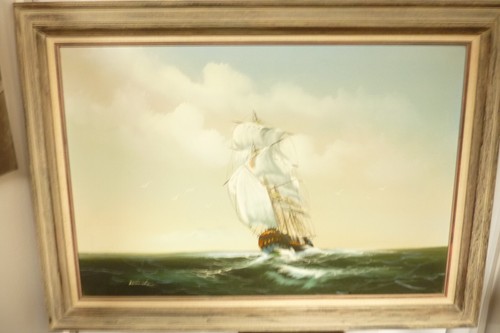 Original Signed Oil On Canvas Painting By Winslow Ship At Sea - Picture 5 of 11