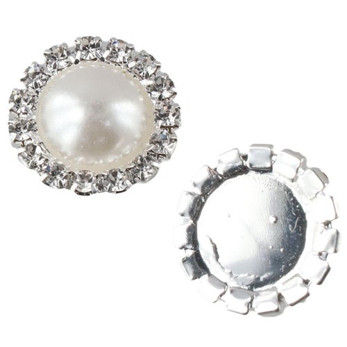 20Pcs 18MM Faux Pearl Pearl Buttons Rhinestones Embellishments Jewelry Making - Picture 8 of 11