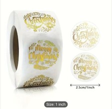 500 pcs Sticker Roll Christmas Theme Designs Clear seal gold foil Self Adhesive