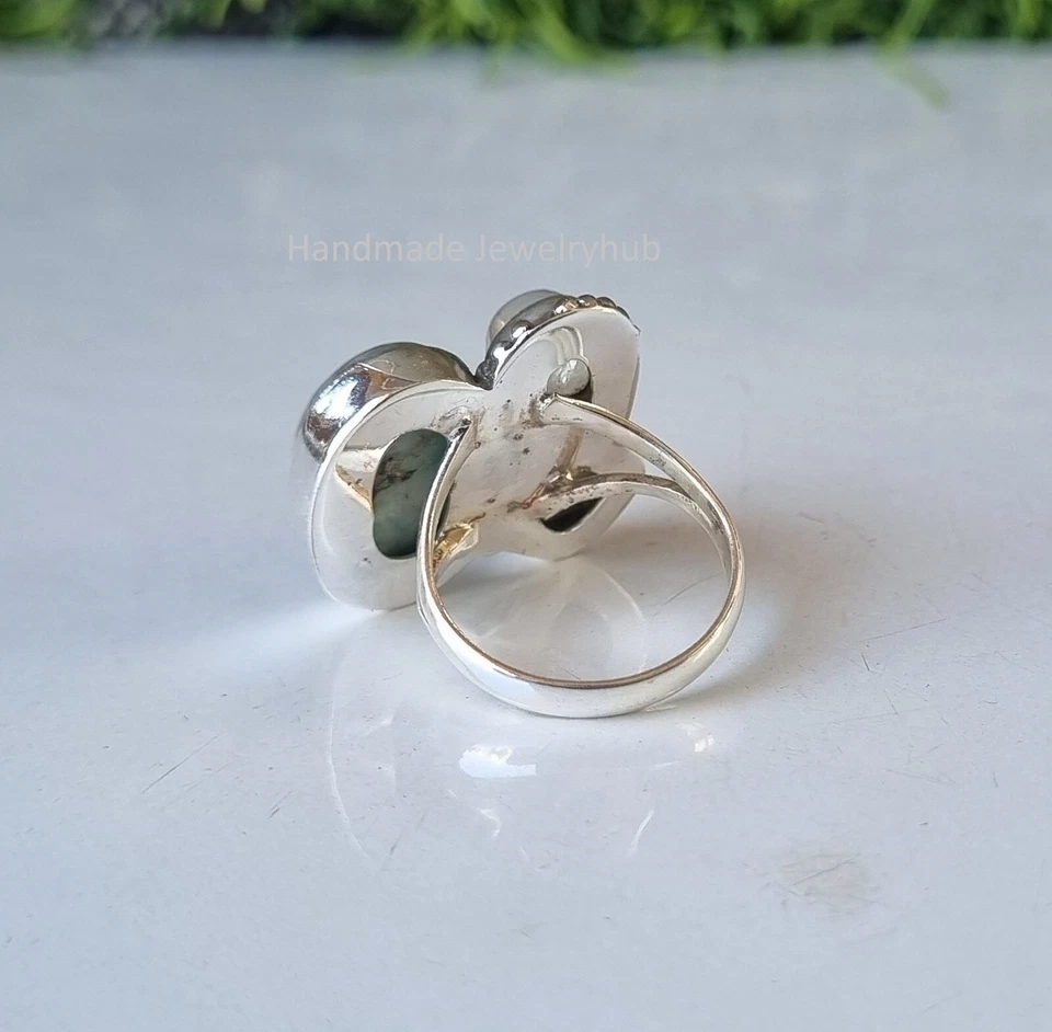 Anillo Larimar, Labradorita y Piedra Lunar Plata de Ley 925 Hecho a Mano Artículo PG3873 Foto 3 de 3