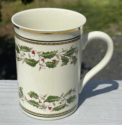 Porcelain Konitz Germany Holly Christmas Holiday Collectible Mug Cup
