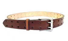 Unbranded Vintage Brown Leather Plain Belt. Size 34 Double Prong Buckle. USA