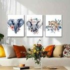 3pcs  Elephants and Cheetah with Floral Perfect Wall Art Canvas Unframed/Framed