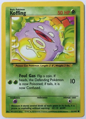 POKEMON KOFFING 51/102 BASE SET COMMON NEAR MINT