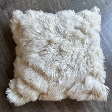 Joanna Gaines Anthropologie Wool Pillow Magnolia Faux Fur White Cream 20x 20