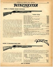 1956 Print Ad of Winchester Model 12 Pigeon Grade, Magnum Duck & Skeet Shotgun