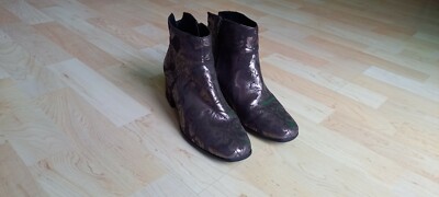 Tamaris Damen Stiefeletten Gr. 38 Leder gold-grau-gemustert NEUWERTIG!