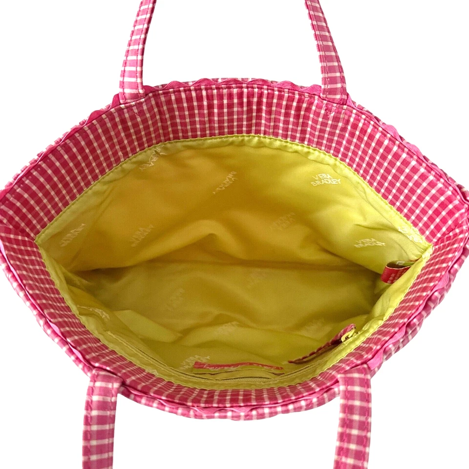 Vera Bradley Silk Collection Pink White Gingham Check Small Handbag Purse - Image 4 of 4