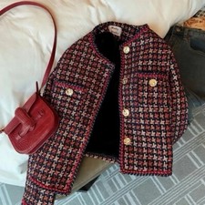 Koreanische schicke Damen-Tweed-Basic-Jacke mit Knopfleiste