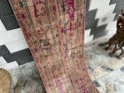 Vintage Persian Patchwork Runner Rug – 1.6ft x 11 ft Handwoven Long Narrow Rug - Picture 6 of 20