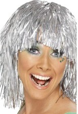 Devil Wig Silver with Horns Premier Halloween Christmas Parties