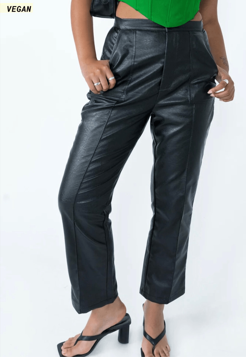 Princess Polly ENCORE PANTS Vegan Faux leather BLACK Plus Size 16
