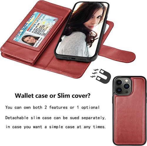 Funda de cuero billetera con soporte para tarjeta de crédito para iPhone 14 13 12 11 Pro Max - Imagen 30 de 47