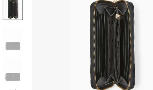 Kate Spade Carey Large Continental Wallet Quilted Leather Black NWT - Picture 2 of 2