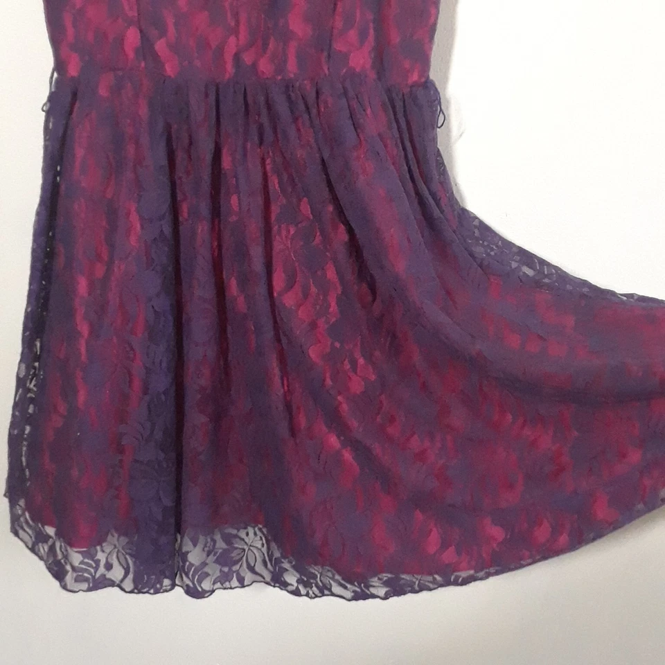 Vestido de fiesta vintage de encaje púrpura de los 80 - 10 niñas grandes, ¡en muy buen estado! Pink Fit n Flare Foto 4 de 4