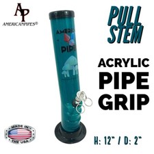 INHALE®️ 2X12" GRIP ACRYLIC HOOKAH WATER PIPE WITH PULL STEM MADE IN THE USA